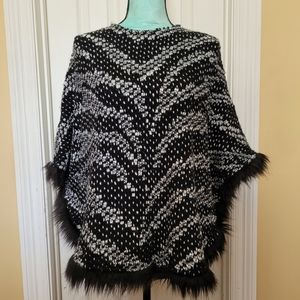 Alfred Dunner Knit Faux Fur Poncho
